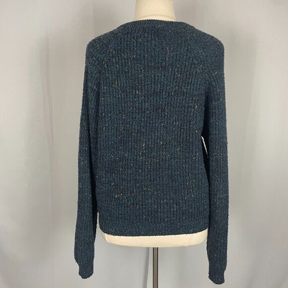 Vintage V Neck Sweater Size XL Blue Pullover Chunky Rib Knit Speckled 80s 90s - Picture 7 of 10